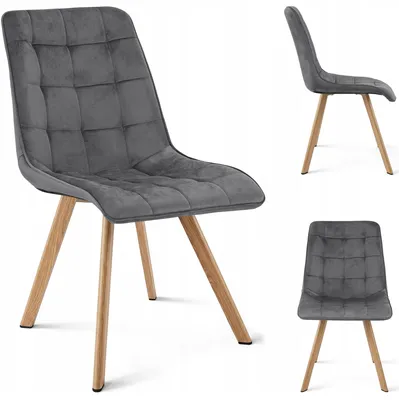 Zdjęcie produktu dla Krzesło Tapicerowane Welurowe Velvet Do Salonu Kuchni Jadalni Avila Szare