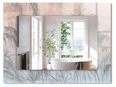 Produktbild von Pastellfarbene Pflanzen – Rechteckiger Spiegel mit Druck 80x60 cm – Modern - Dekorativ für die Wand