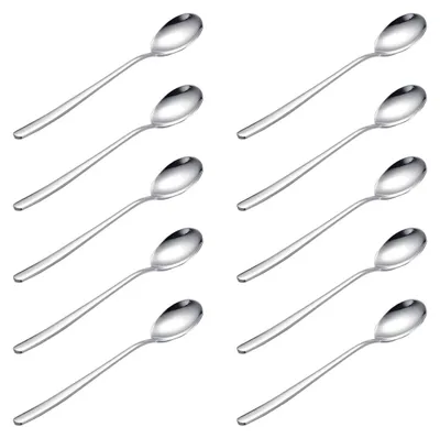 10 Kaffeelöffel aus Edelstahl, hochglanzpoliert, 18,8 cm