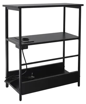 Productafbeelding van Relaxdays bijzettafel met stopcontact en USB-poorten, zwart