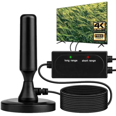 Obrázok produktu pre HDTV anténa, zosilnenie signálu 39 dBi, dĺžka kábla 5 metrov, 360° príjem, podporuje ATSC, DVB-T/T2