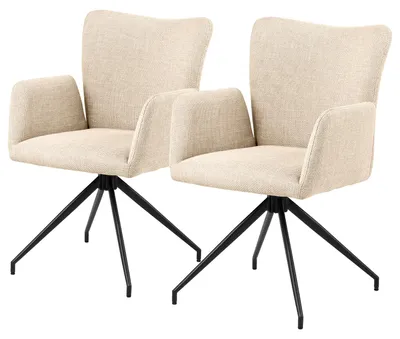 Produktbild von home24 Drehbarer Armlehnenstuhl - 2er-Set - Strukturstoff
