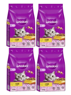 Produktbild von WHISKAS® Beutel Trocken Adult 1+ mit Huhn 4 x 3,8kg