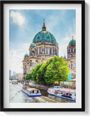 Produktbild von Berliner Dom Deutschland– Wandbild mit Rahmen – Gerahmtes Bild  – Wanddekoration – 60x80 cm –  Schwarz Rahmen