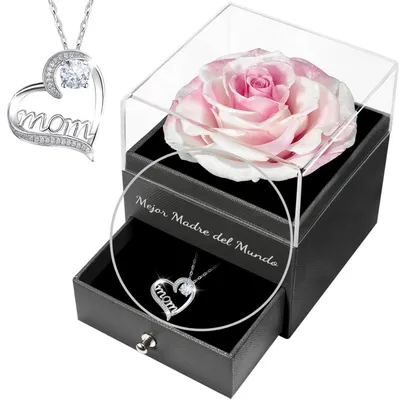 Immagine prodotto di Set regalo "Rosa Eterna" con collana, colore bianco e rosa