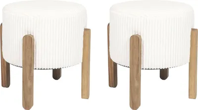 Image de Tabouret Côtelé Scott Beige M2 - Home Deco Factory