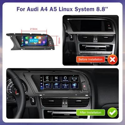 Image de Autoradio multimédia tactile - Écran de 8,8 pouces - Compatible CarPlay et Android Auto sans fil - Pour Audi A4 A5 (modèles 2013-2015)