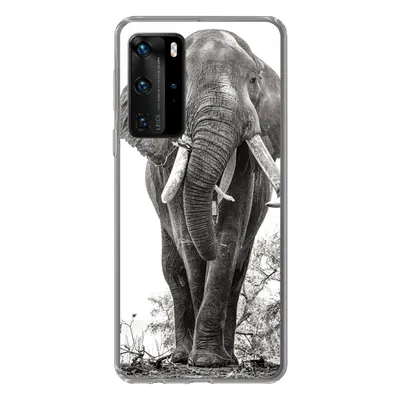 Produktbild von MuchoWow® Handyhülle Schutzhülle Hülle für Huawei P40 Pro Elefant - Porträt - Tiere - Schwarz und weiß Silikon Softcase Handy Hülle - Schutz
