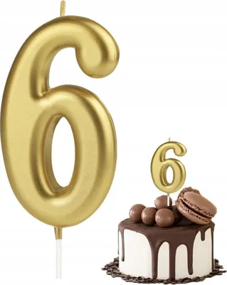 Produktbild von Geburtstag Kerze Nummer 6 Gold Metallic Zahl Für Geburtstagsparty