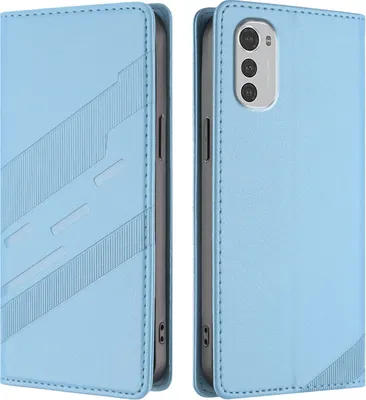 Obrázek produktu pro Pouzdro pro Motorola Moto E32 4G,Polyuretankožené peněženkové pouzdro s přihrádkou na karty a funkcí stojánku Hellblau