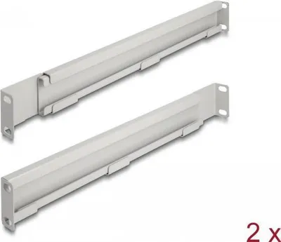 Obrázek produktu pro Delock - Držák do stojanu - nastavitelná délka 368 - 600 mm - boční - šedý - 1U - 48,3 cm (19") (balení 2 ks)