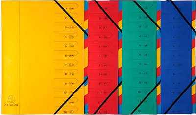 Image de EXACOMPTA 54120E EXACOMPTA Classeur à levier, DIN A4, carton, 12 compartiments, assorti