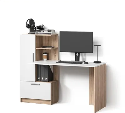 Produktbild von Schreibtisch Livinity Lorena Sonoma/Weiß 150 x 120.1 cm mit 2 Türen, Model 57368