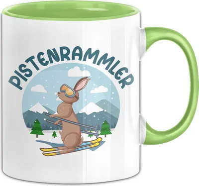 Produktbild von Pistenrammler Tasse Geschenk Skifahrer Geschenkidee Ski Hase Becher (Grün)