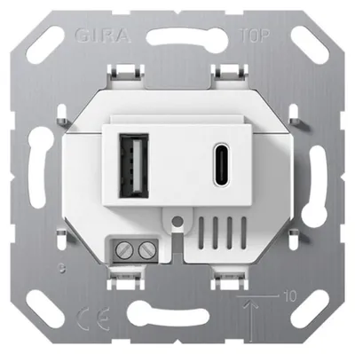 Obrázok produktu pre Gira USB-Spannungsversorgung 2f TypA/C Einsatz ws 234900 (234900)