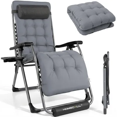 Produktbild von Homecall Liegestuhl Klappbar Gartenliege mit Kissen Verstellbare Rückenlehne Zero Gravity Chair Relaxliege Bis 180 KG für Garten Terrasse Balkon XXL