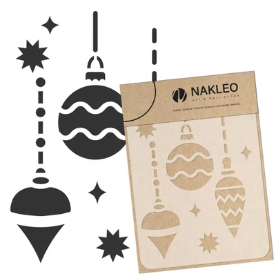 Produktbild von Malschablone für Handwerk A3 30x42cm, Weihnachtskugeln Weihnachten  Muster, Wiederverwendbare Kunststoff DIY & Scrapbooking Zeichenschablone