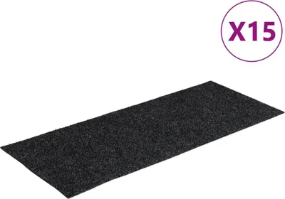 Produktbild von vidaXL Stufenmatten Selbstklebend 15 Stk. 60x25 cm Dunkelgrau Rechteckig