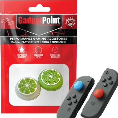 Produktbild von Thumbgrips - Thumb Grips voor Nintendo Switch Joy-Con Controllers - Gaming Thumbgrips - Performance Anti-Slip Thumbsticks - Bescherming Accessoires - Fruit - Groen/Wit -