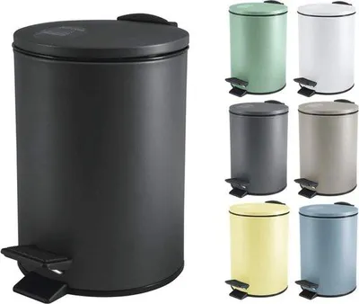 Immagine prodotto di Cestino dei rifiuti nero da 3/5 litri - Acciaio inossidabile con chiusura ammortizzata per bagno e cucina