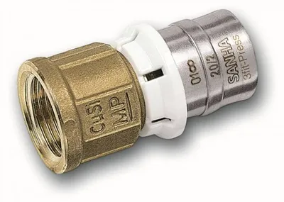 Zdjęcie produktu dla Aluverbund, złączka zaciskowa SANHA, bez ołowiu, przejściówka z gwintem wewnętrznym 20 x 2 - 3/4", wielokontaktowa, certyfikowana DVGW
