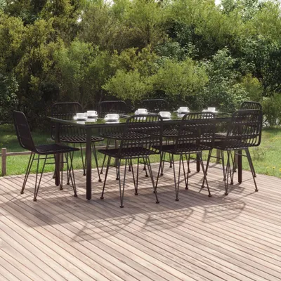Produktbild von The Living Store 9-tlg. Garten-Essgruppe Schwarz Poly Rattan