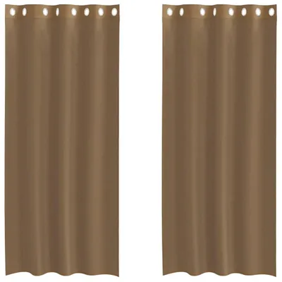Image de vidaXL Voile Rideaux avec œillets 2 pcs. Marron clair