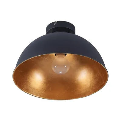 Produktbild von Lindby Deckenleuchte Lya, Ø 31 cm, schwarz-gold, Metall, E27