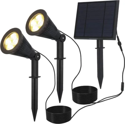 Image de HOFTRONIC - Spot solaire jardin 3W 3000K 200 lm IP65 noir avec panneau solaire