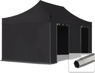 Produktbild von TOOLPORT 3x6m Stahl Faltpavillon, inkl. 4 Seitenteile, schwarz