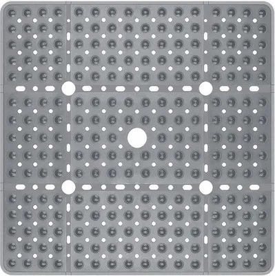 Productafbeelding van Ibenzoa® Antislip douchemat, vierkant, 70 x 70 cm, lichtgrijs – met meer dan 200 zuignappen, afvoergaten, vrij van BPA en latex, geschikt voor douche en bad