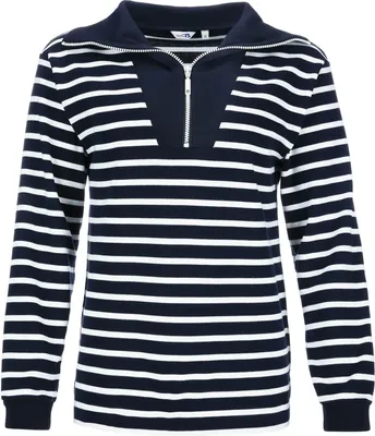 Produktbild von modAS Damen Troyer-Shirt Maritim mit Streifen - Gestreiftes Langarmshirt aus Baumwolle in Blau-Weiß Größe 44