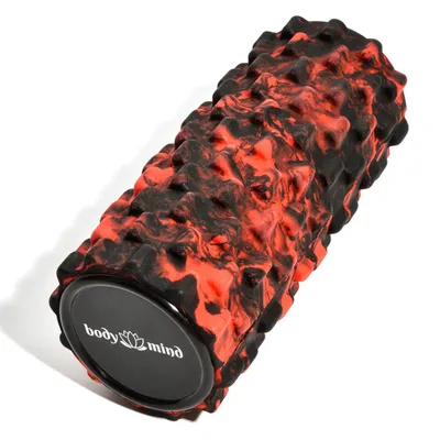 Produktbild von Body & Mind Faszienrolle Schwarz-Rot 33x14,5cm Massagerolle für Selbstmassage, Faszientraining, Muskelentspannung, Yoga & Pilates