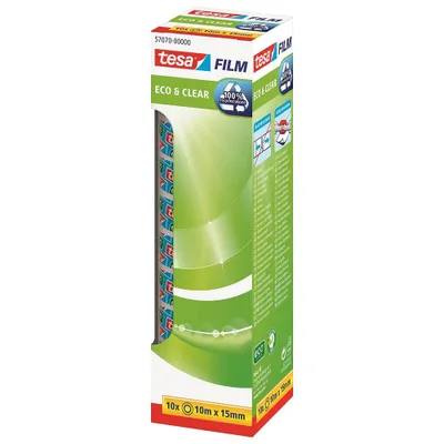 Image de tesa® 57070-00000-01 Film adhésif Eco & Clear Office Box - invisible, 15 mm x 10 m, 10 rouleaux