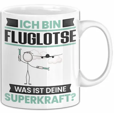Produktbild von Fluglotse Tasse Geschenk für Fluglotse Geburtstag Lustiger Spruch Kaffee-Becher Was Ist Deine Superkraft (Weiß)