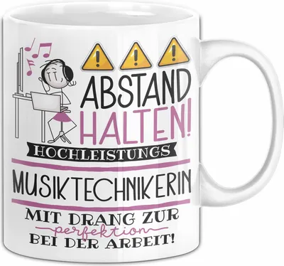 Produktbild von Musiktechnikerin Tasse Geschenk Lustig Abstand Halten Hochleistungs-Musiktechnikerin Mit Drang Zur Perfektion Bei Der Arbeit (Weiß)
