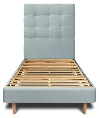 Produktbild von Bett mit gepolstertem Kopfteil – Samtstoff - 90 x 190 cm