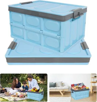 Produktbild von Klappbare 30L Plastikbox mit Deckel für Kleidung und Spielzeug