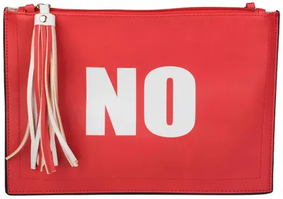 Immagine prodotto di Pochette styleBREAKER con stampa "Sì" e "No", pendenti a forma di frange sulla cerniera, tracolla e cinghia da portare a tracolla, da donna, modello 02012078