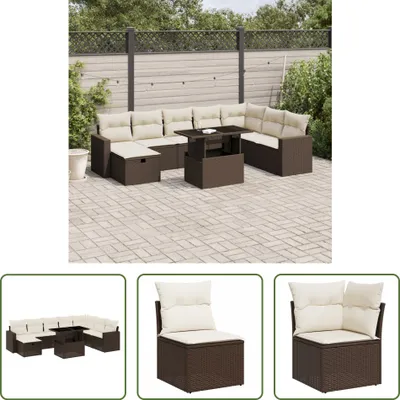 Produktbild von The Living Store 9-tlg. Garten-Sofagarnitur mit Kissen Braun Poly Rattan