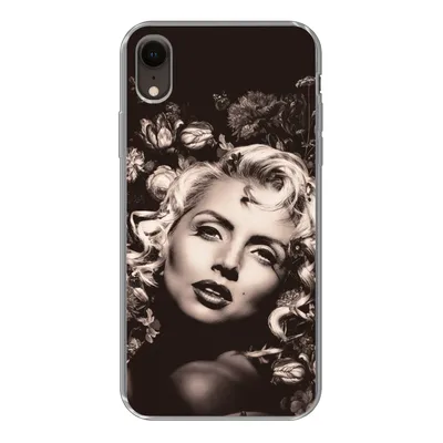 Produktbild von MuchoWow® Handyhülle Schutzhülle Hülle für iPhone XR Frau - Blumen - Schmetterling Silikon Softcase Handy Hülle - Schutzdeckel