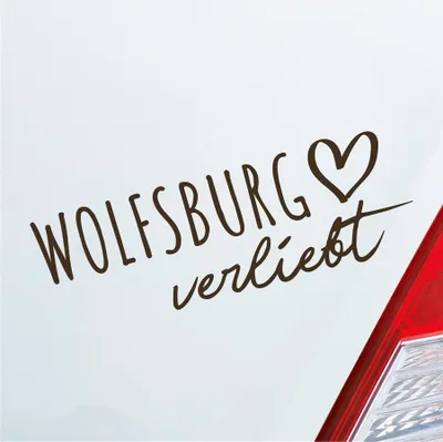 Produktbild von Auto Aufkleber Wolfsburg verliebt Herz Stadt Heimat Liebe Car 19x7 cm Braun Sticker Heckscheibenaufkleber
