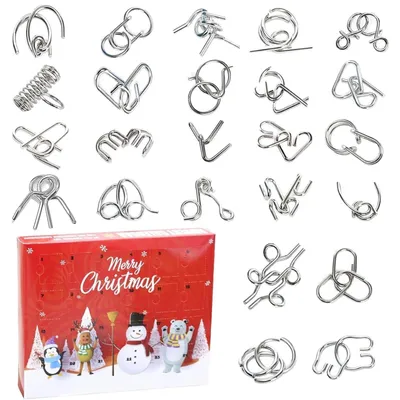 Obrázok produktu pre Adventný Kalendár Hlavolamy Obsahuje 24 Kovových Puzzle Adventný Kalendár Hádanky Deti Vianočný Kalendár Deti Darček Adventný Kalendár Puzzle A