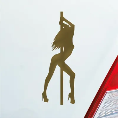 Produktbild von Auto Aufkleber Sexy Girl Poledance Strip GoGo Pin Up 12x4 cm Gold Sticker Heckscheibenaufkleber