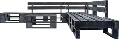 Immagine prodotto di set di divani da giardino in pallet da 6 pezzi in legno nero