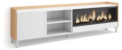 Immagine prodotto di Mobili TV effetto legno Bianco Rovere 212x35x61cm camino effetto fuoco