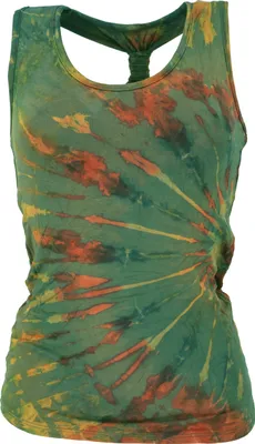 Produktbild von Batik Hippie Top, Unikat Tank Top - Olive, Damen, Grün, Elasthan,Viskose, Tops & T-Shirts