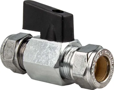 Produktbild von tecuro MINI Kugelhahn mit Klemmring für Kupferrohr Ø 10 mm - Messing vernickelt
