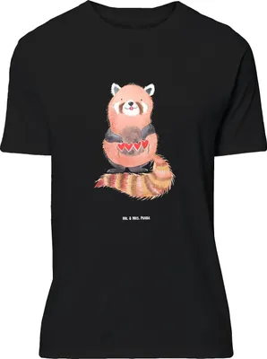 Produktbild von Mr. & Mrs. Panda T-Shirt Roter Panda - Schwarz - Geschenk, Herz, Liebe, Lieblingsmensch, Lustige Sprüche, mit Spruch, Oversize Shirt, Liebling, Rot, Tshirt, Lustiges