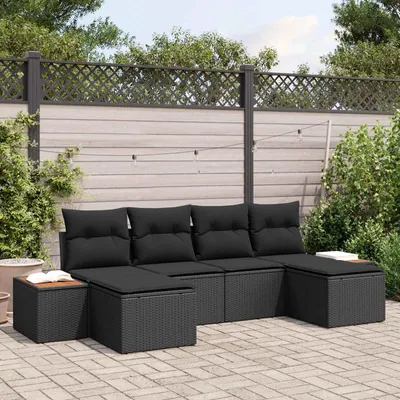 Productafbeelding van vidaXL Tuinset met 6 zitplaatsen, zwart, van polyrotan